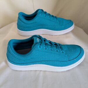 ALLBIRDS  WOMENS CANVAS PACERS SNEAKERS - SZ 8 - LACE UP THRIVE TEAL BLUE